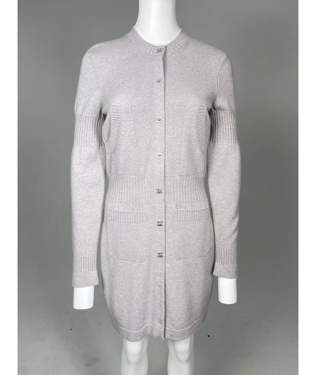 CHANEL Серое кашемировое повседневное платье, фото 9