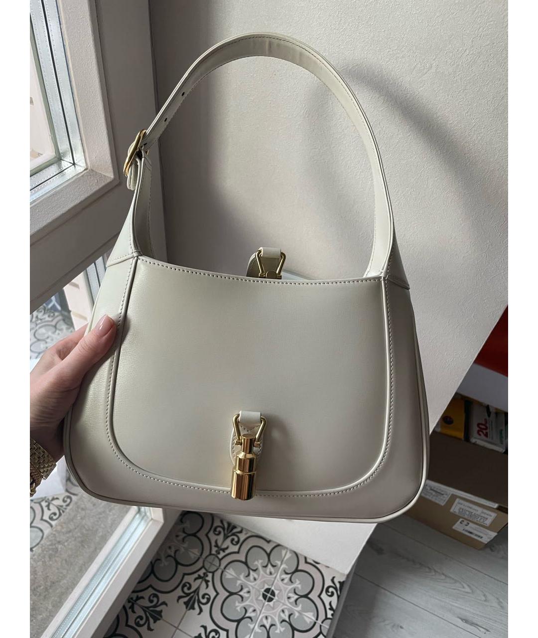 GUCCI Белая кожаная сумка с короткими ручками, фото 2