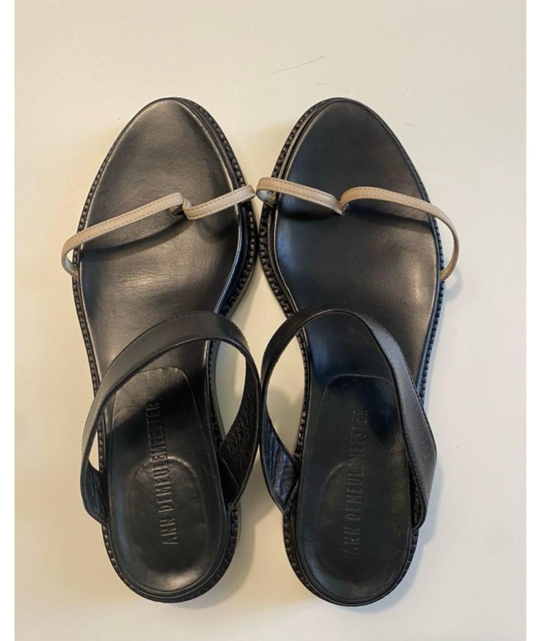 ANN DEMEULEMEESTER Черные кожаные сандалии, фото 3
