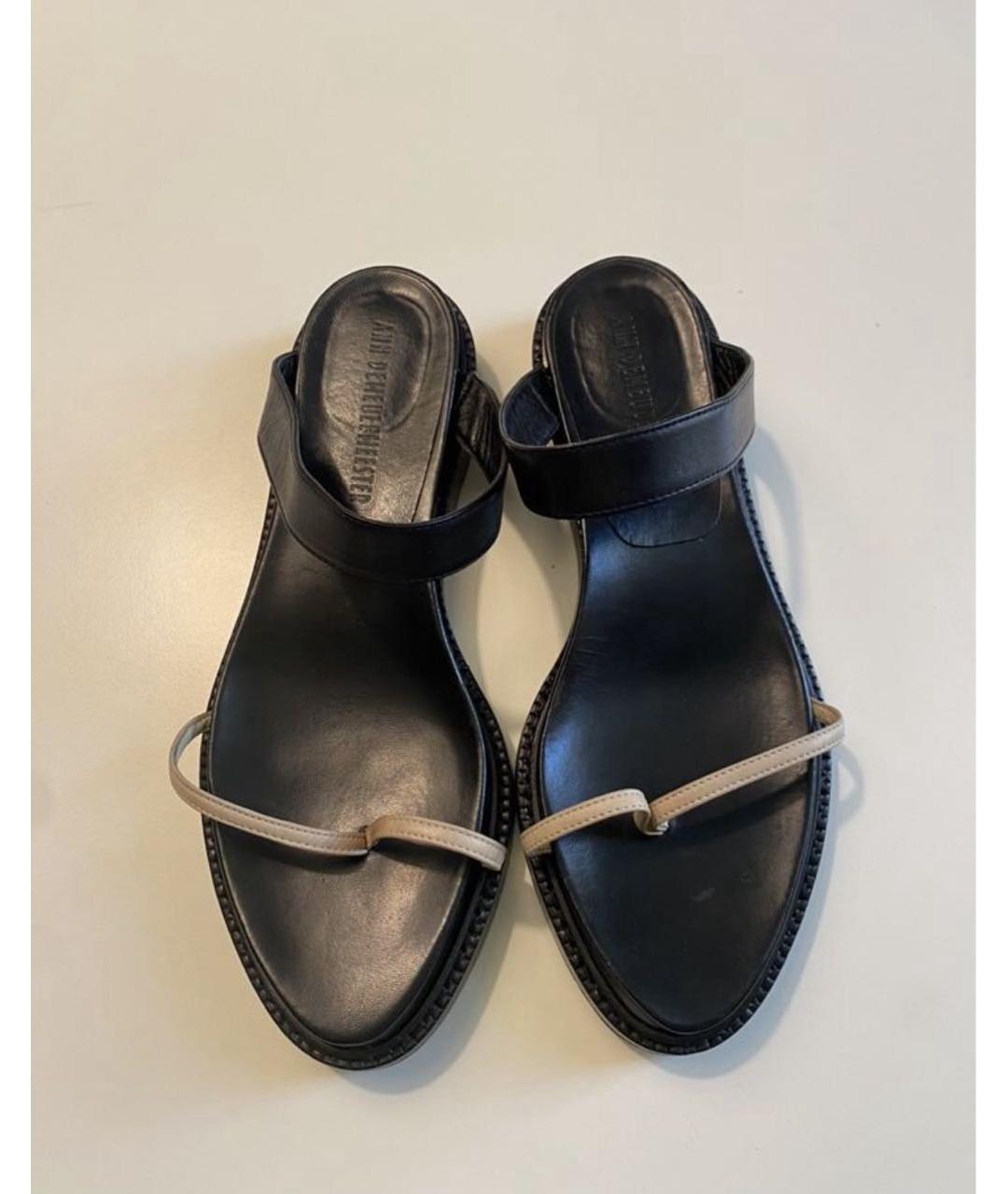 ANN DEMEULEMEESTER Черные кожаные сандалии, фото 2