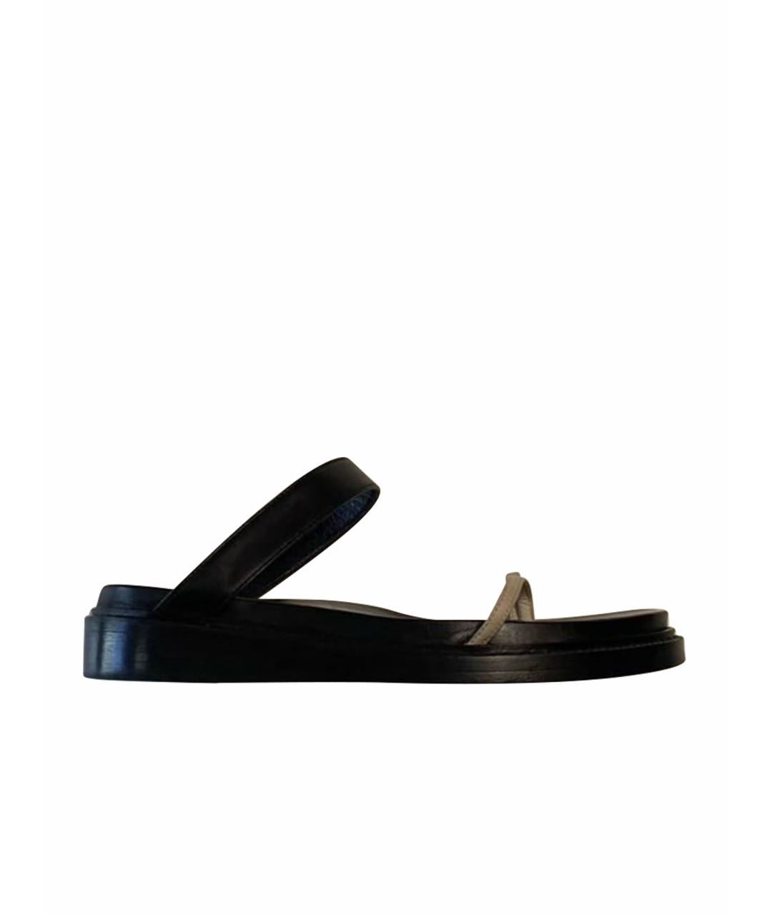 ANN DEMEULEMEESTER Черные кожаные сандалии, фото 1
