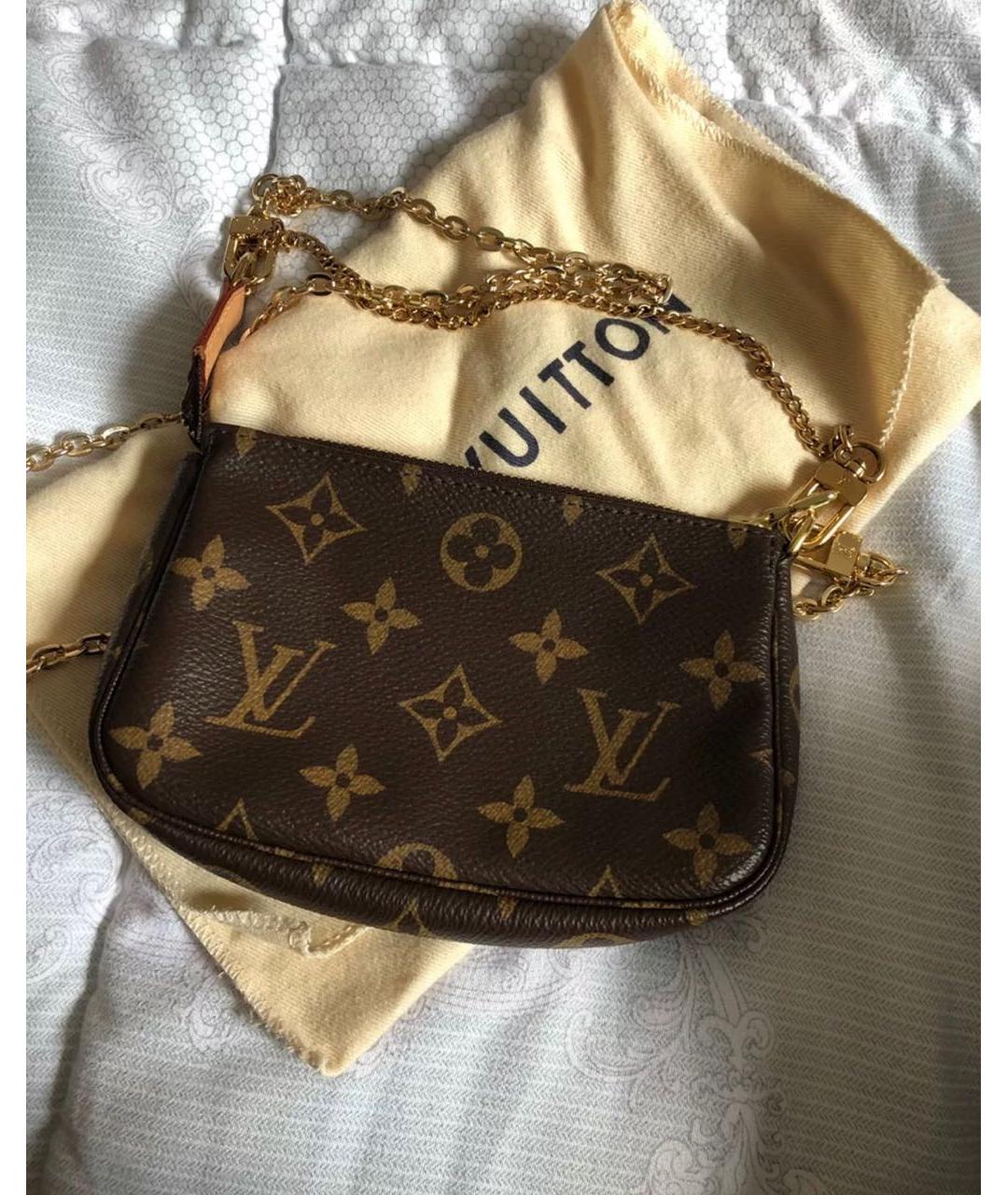 LOUIS VUITTON Коричневая кожаная сумка с короткими ручками, фото 3