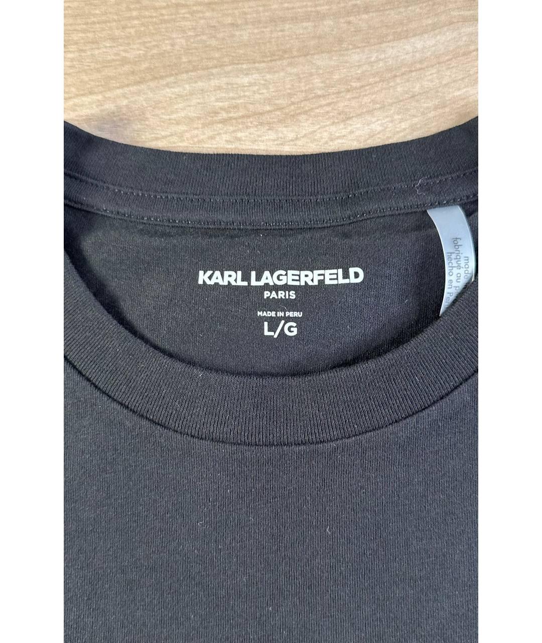 KARL LAGERFELD Черная хлопковая футболка, фото 4