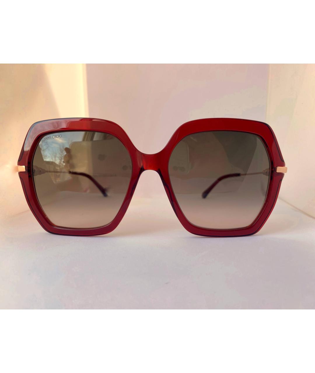 JIMMY CHOO Бордовые пластиковые солнцезащитные очки, фото 7