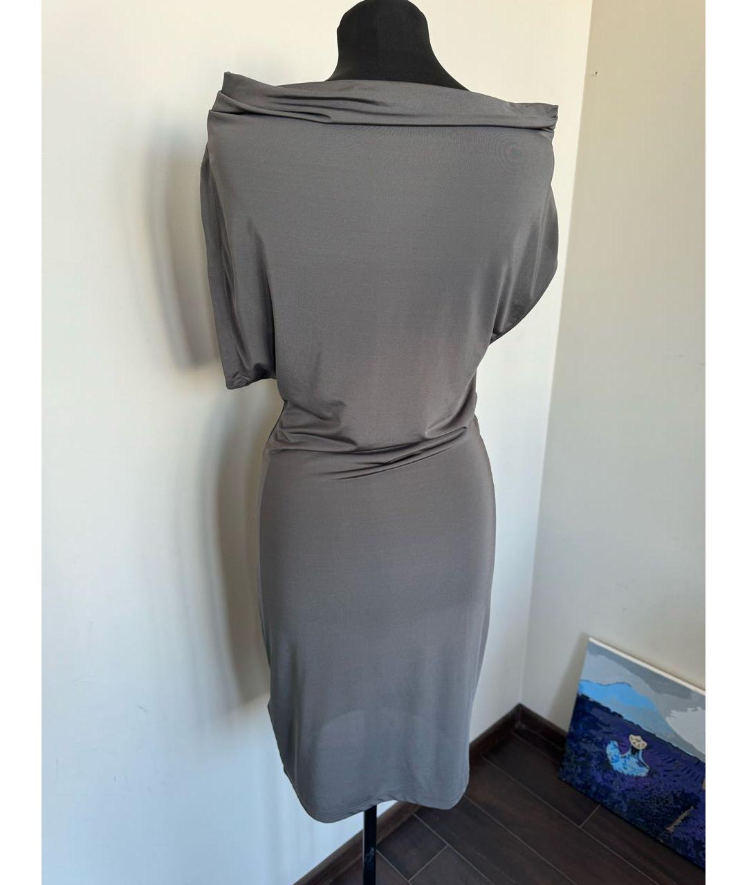 LIU JO Антрацитовое синтетическое коктейльное платье, фото 2