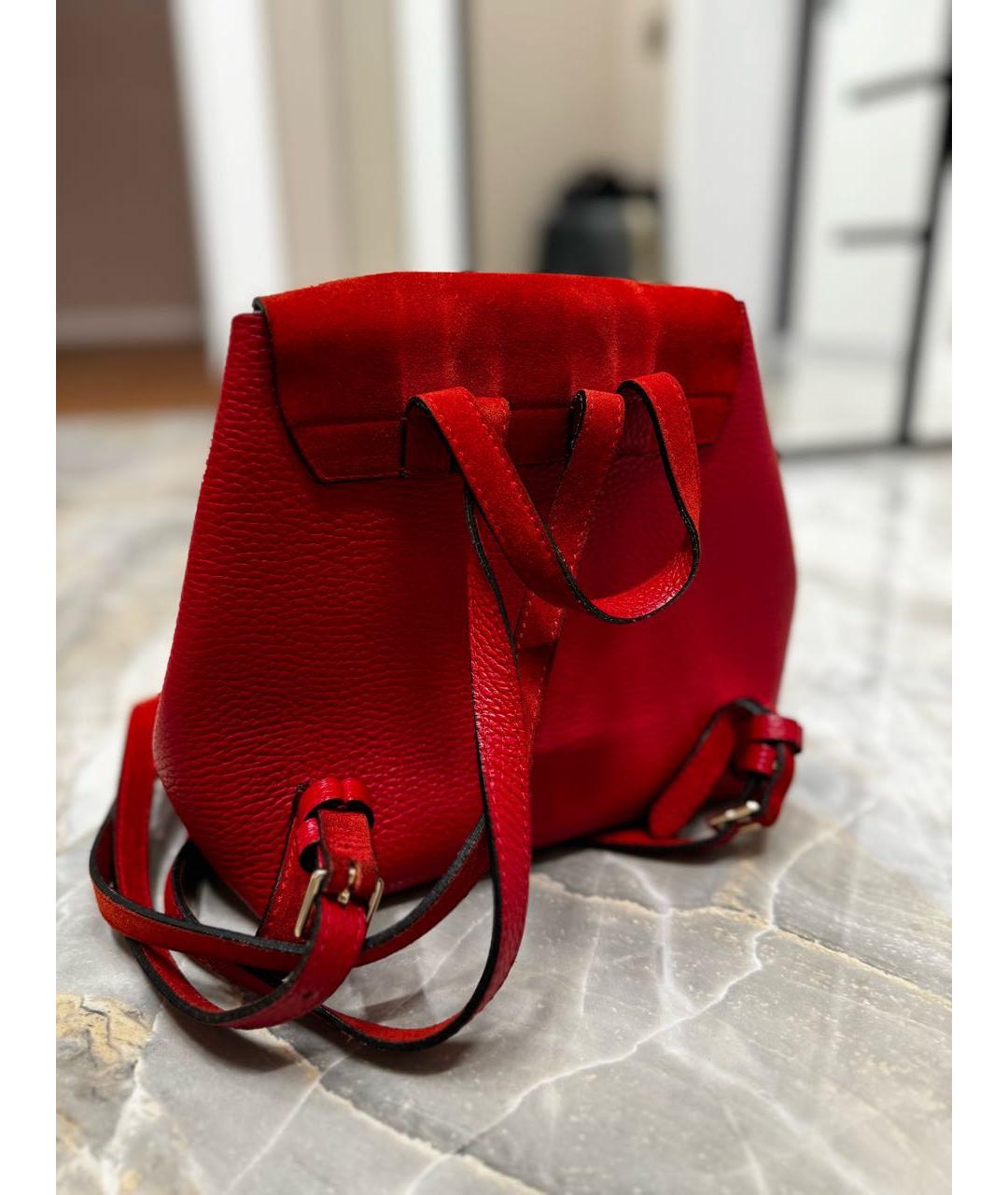 COCCINELLE Красный замшевый рюкзак, фото 4