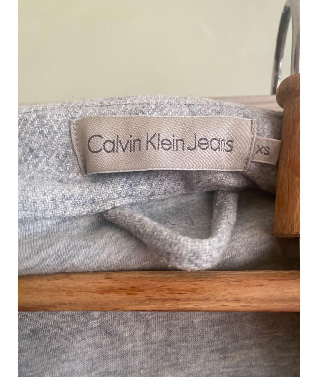 CALVIN KLEIN Серое полиэстеровое пальто, фото 3