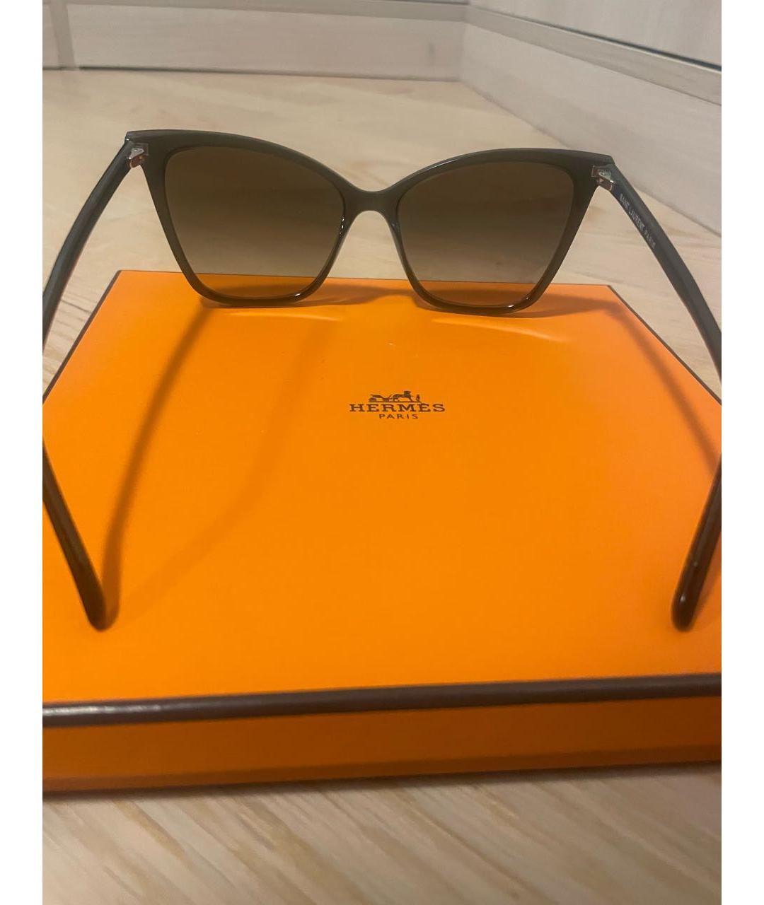 SAINT LAURENT Хаки пластиковые солнцезащитные очки, фото 4