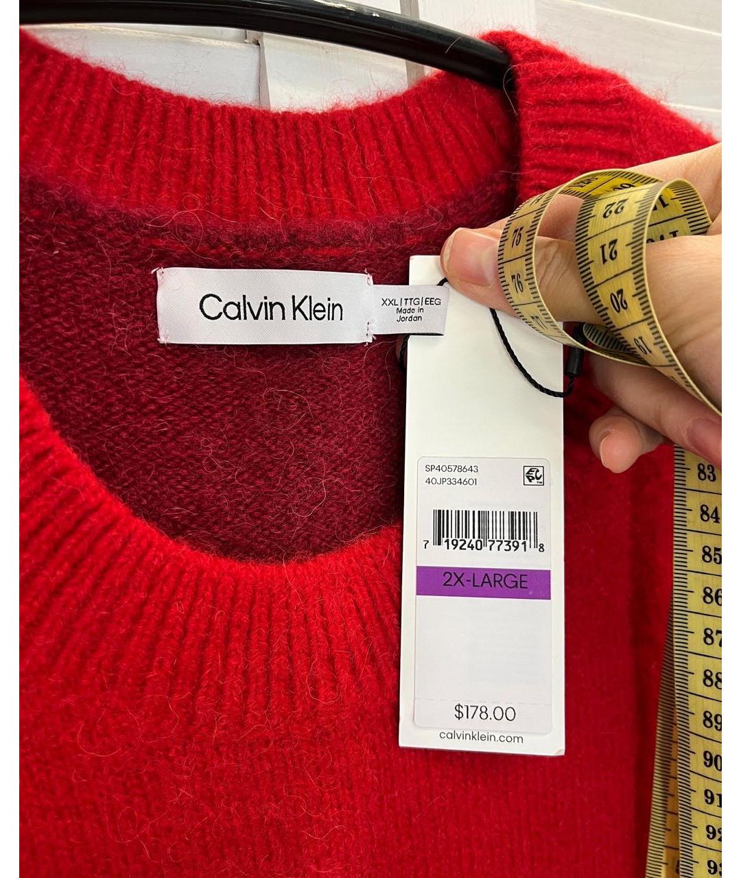 CALVIN KLEIN Красный шерстяной джемпер / свитер, фото 2