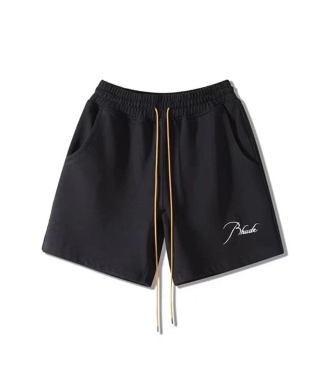 RHUDE Черные хлопко-эластановые шорты, фото 1
