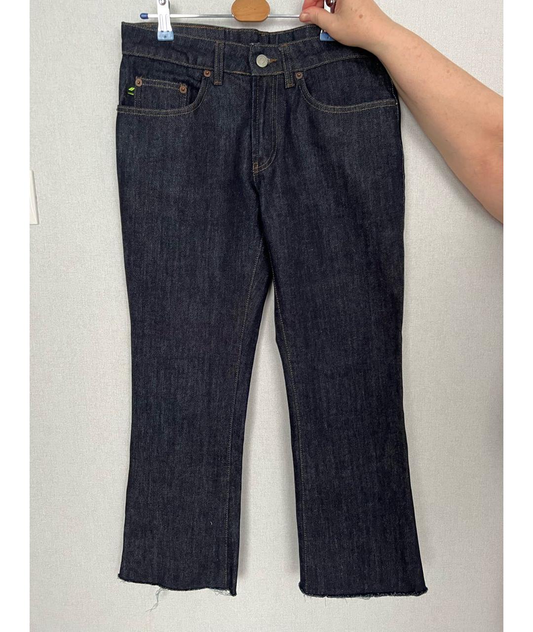 DKNY Темно-синие хлопковые прямые джинсы, фото 5