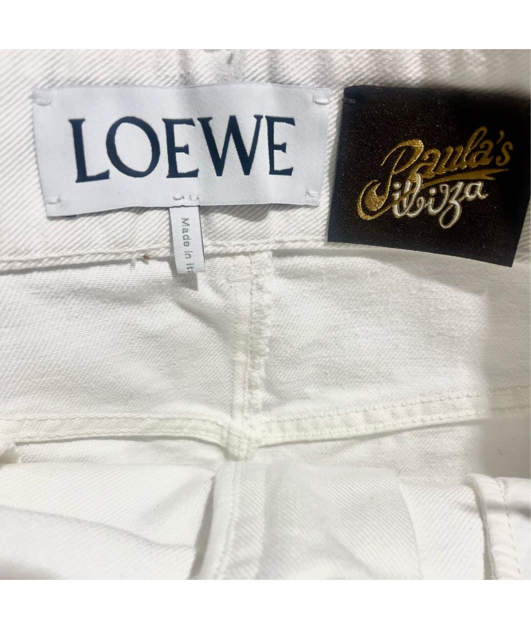 LOEWE Белые хлопковые прямые джинсы, фото 3