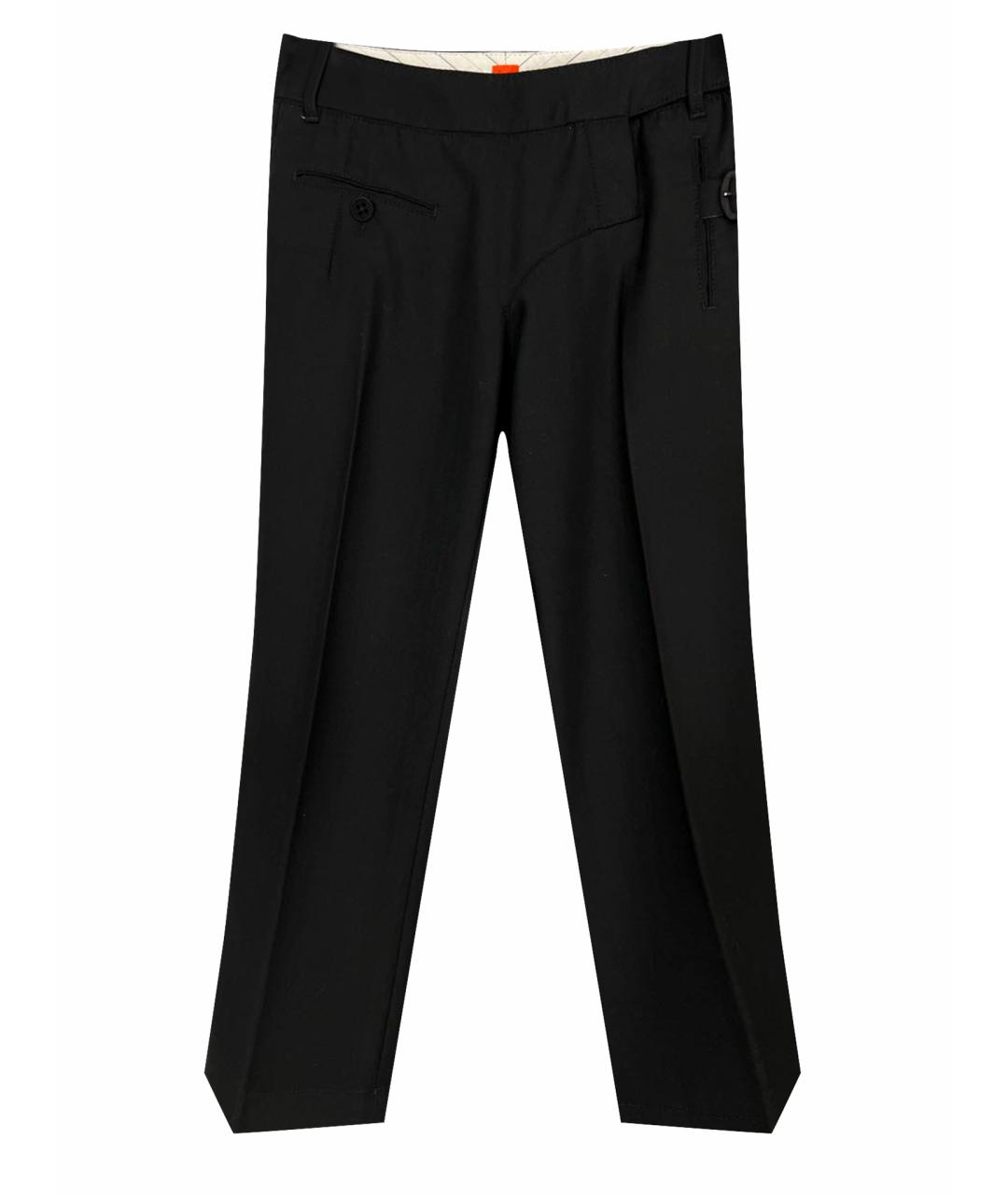 HUGO BOSS Черные полиэстеровые прямые брюки, фото 1
