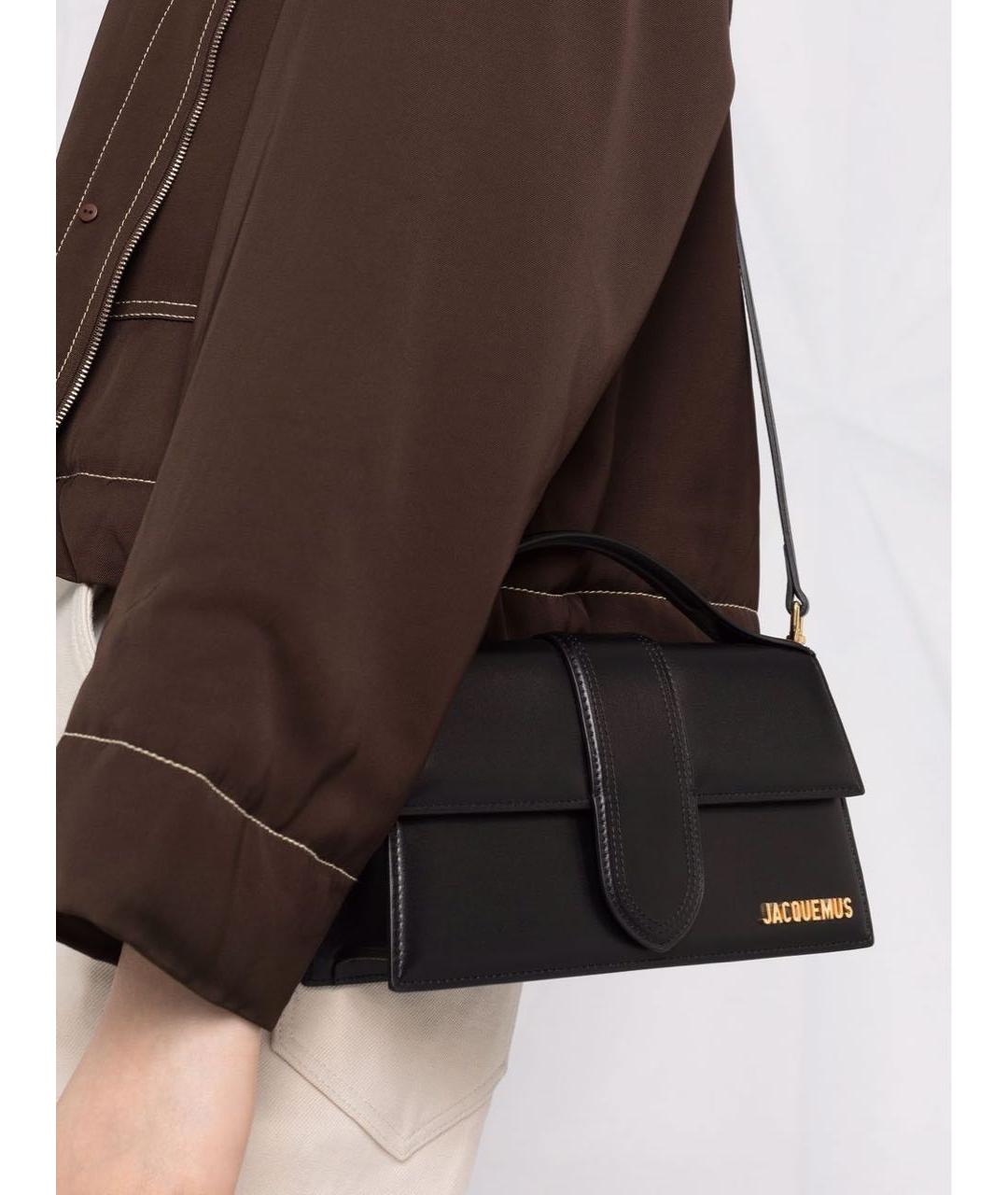 JACQUEMUS Черная кожаная сумка через плечо, фото 4