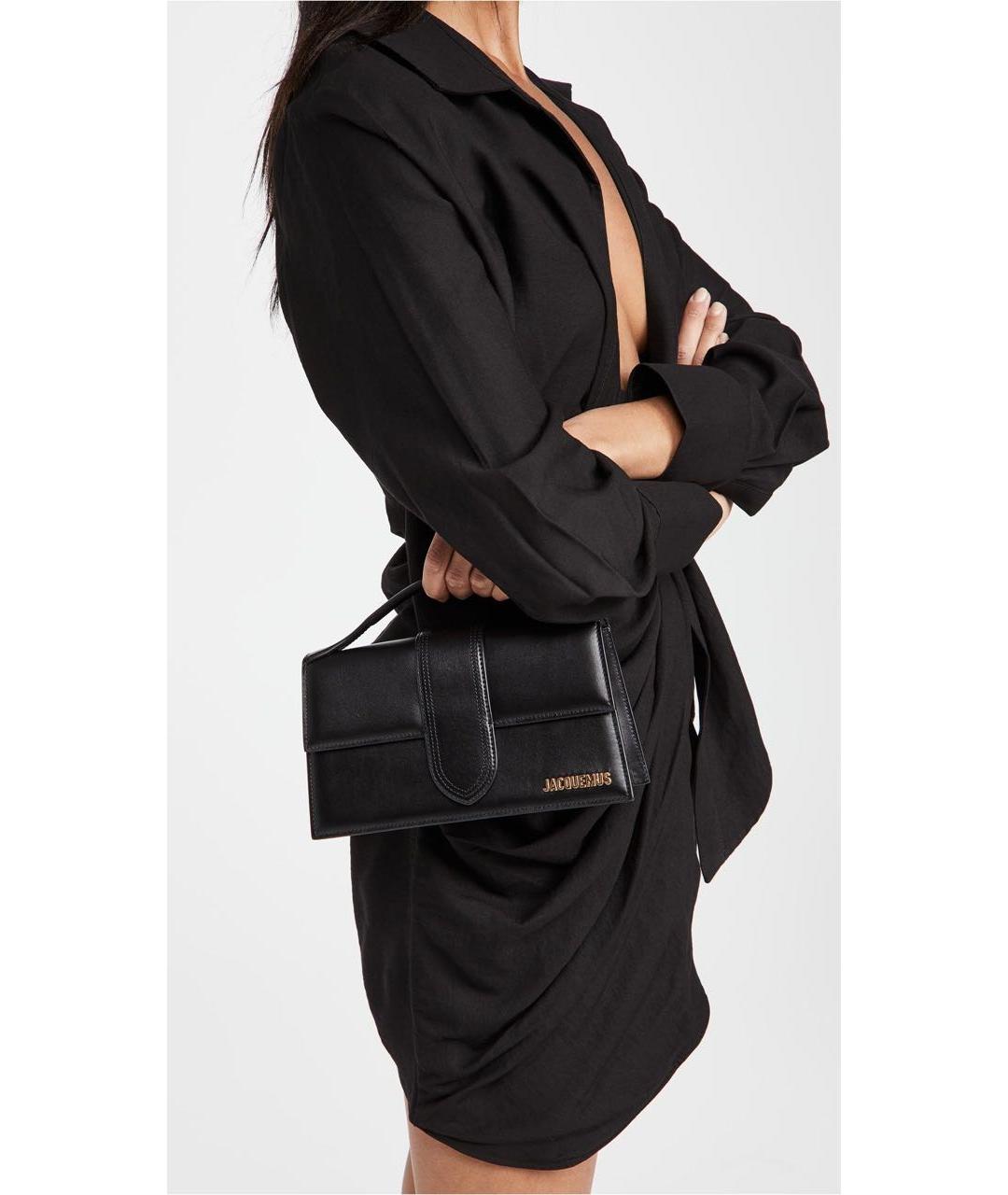 JACQUEMUS Черная кожаная сумка через плечо, фото 7