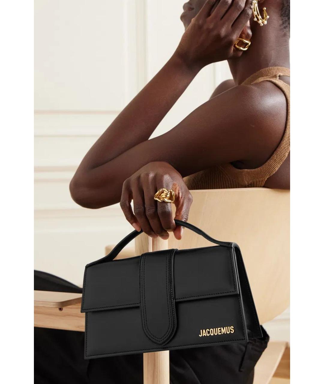 JACQUEMUS Черная кожаная сумка через плечо, фото 3