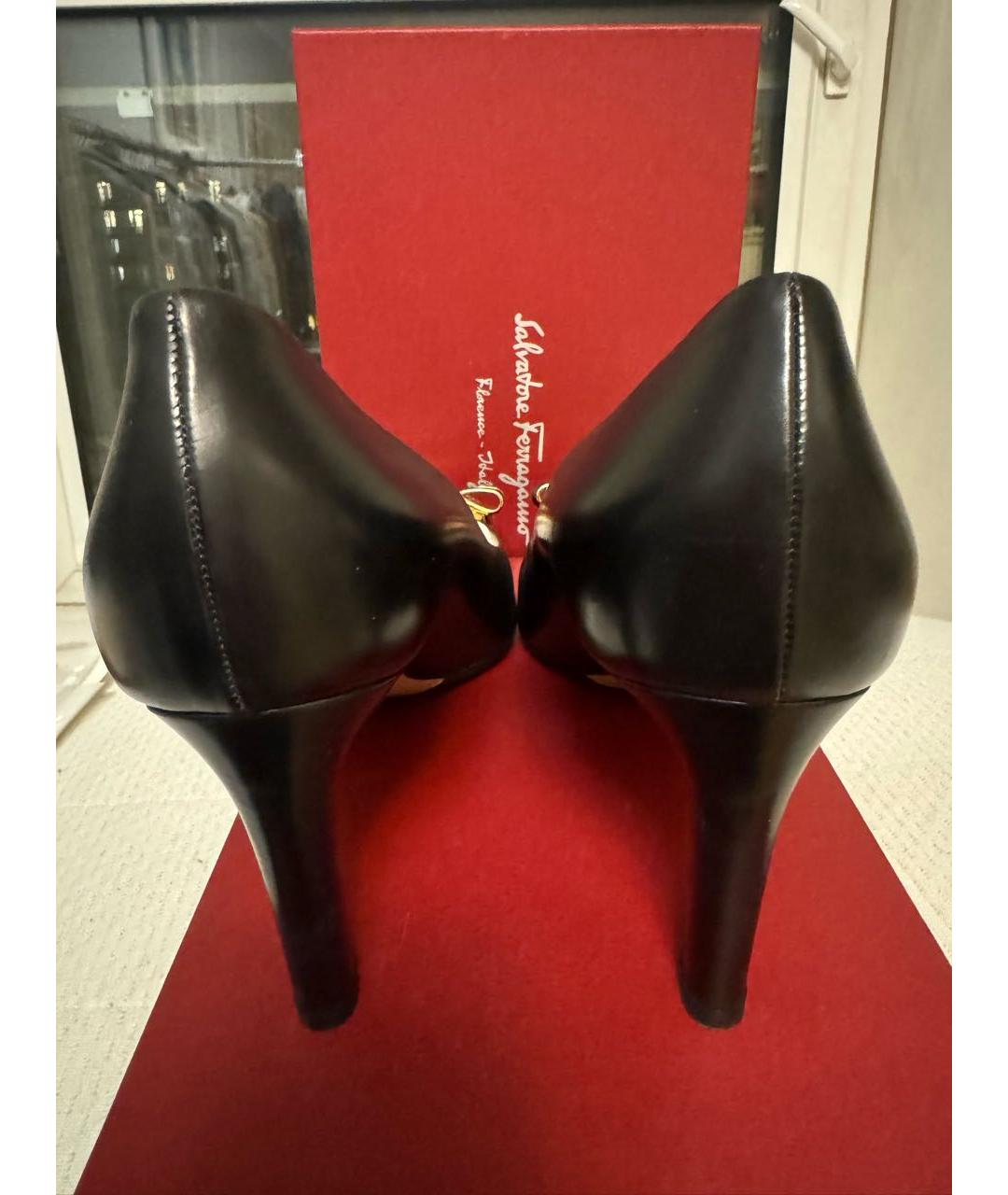 SALVATORE FERRAGAMO Черные кожаные туфли, фото 4