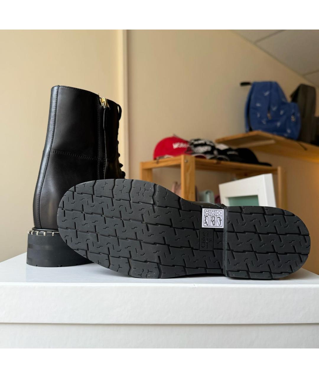 CHLOE Черные кожаные ботинки, фото 8