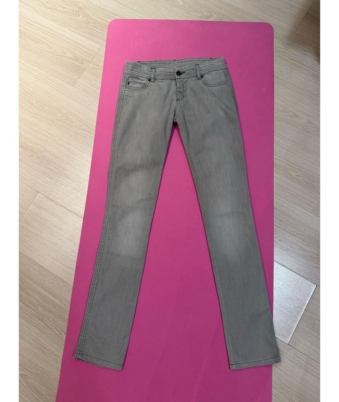 ALEXANDER MCQUEEN Серые хлопко-эластановые прямые джинсы, фото 3