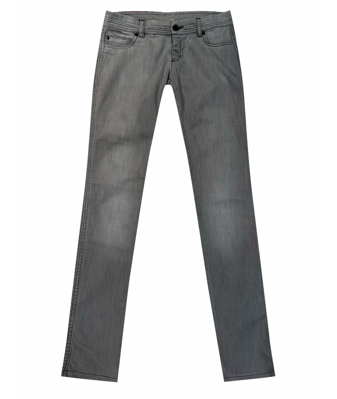 ALEXANDER MCQUEEN Серые хлопко-эластановые прямые джинсы, фото 1