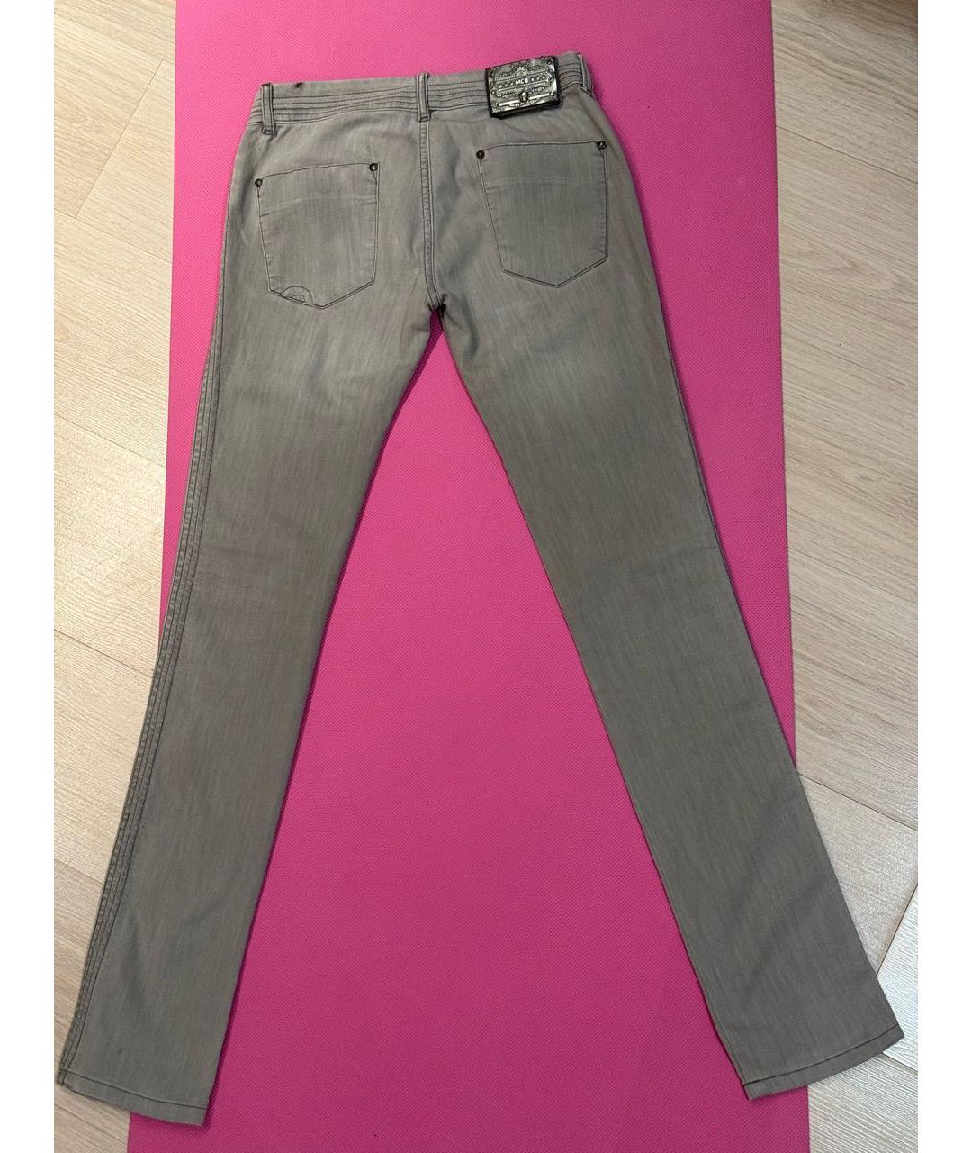 ALEXANDER MCQUEEN Серые хлопко-эластановые прямые джинсы, фото 5
