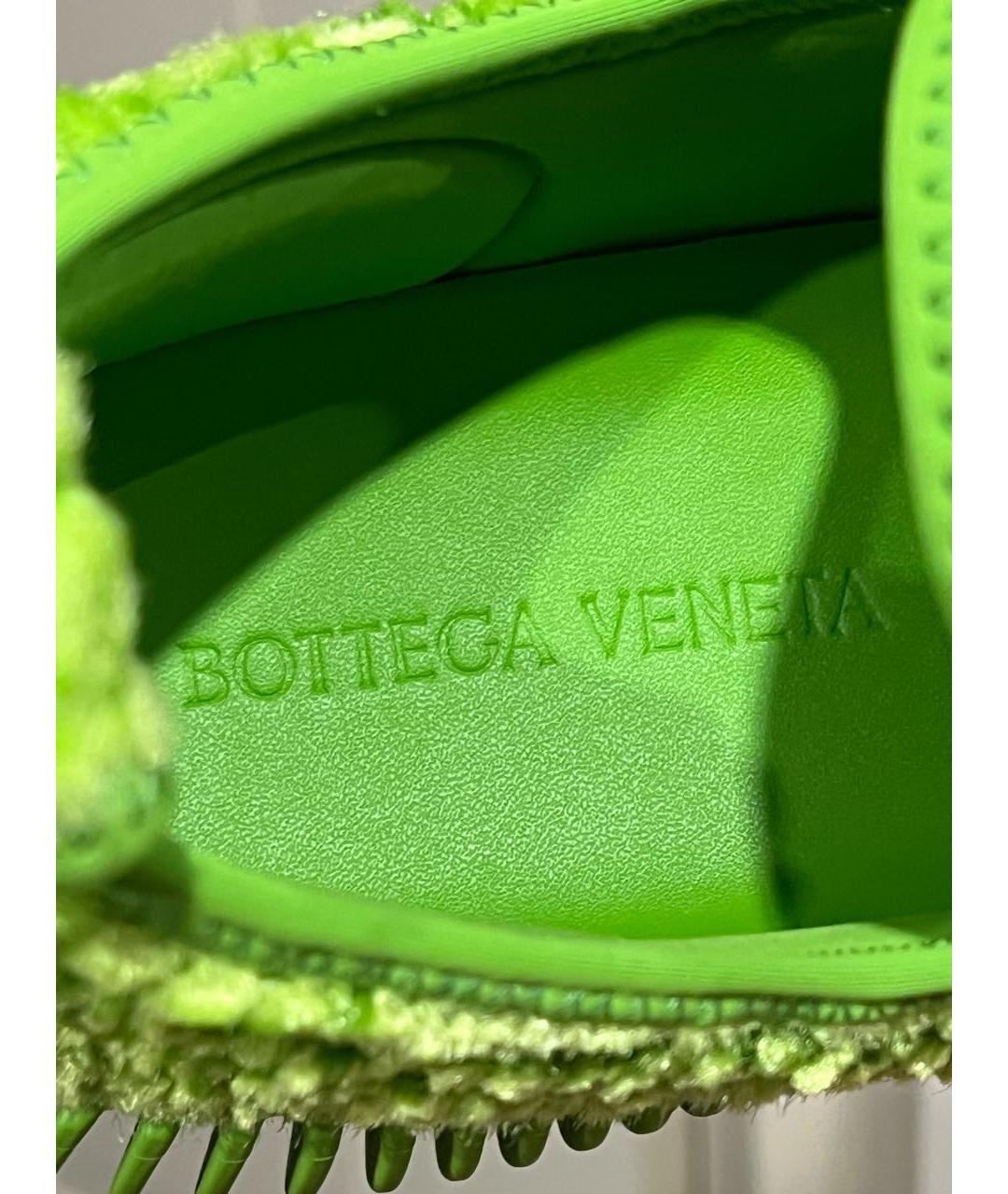 BOTTEGA VENETA Зеленые текстильные низкие кроссовки / кеды, фото 4