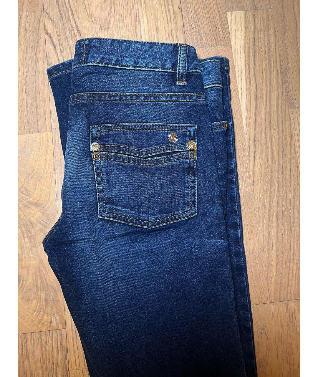 ROBERTO CAVALLI Синие хлопко-эластановые джинсы клеш, фото 5