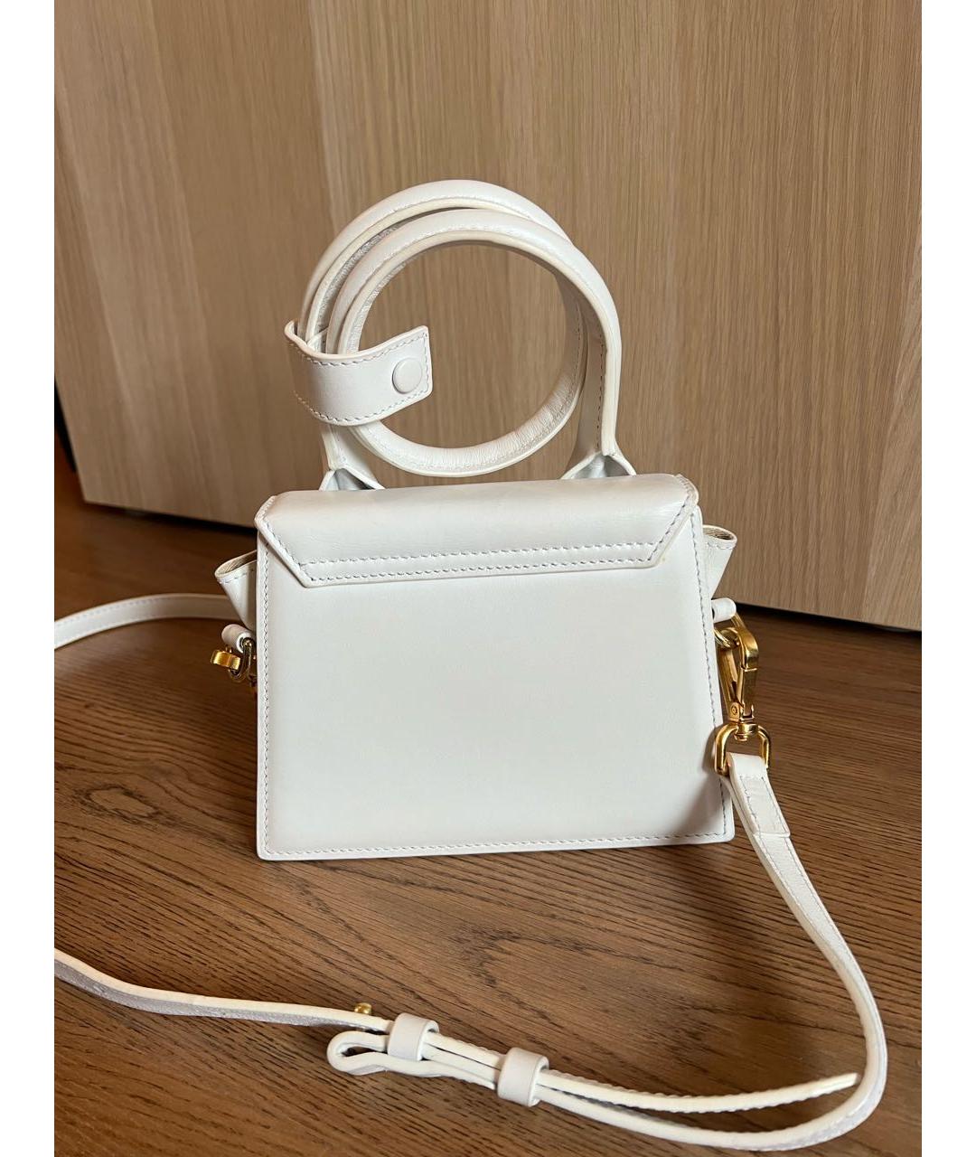 JACQUEMUS Белая кожаная сумка через плечо, фото 3