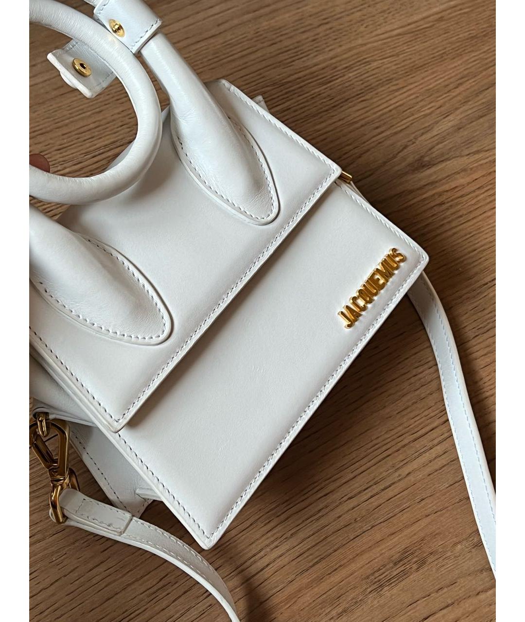 JACQUEMUS Белая кожаная сумка через плечо, фото 4
