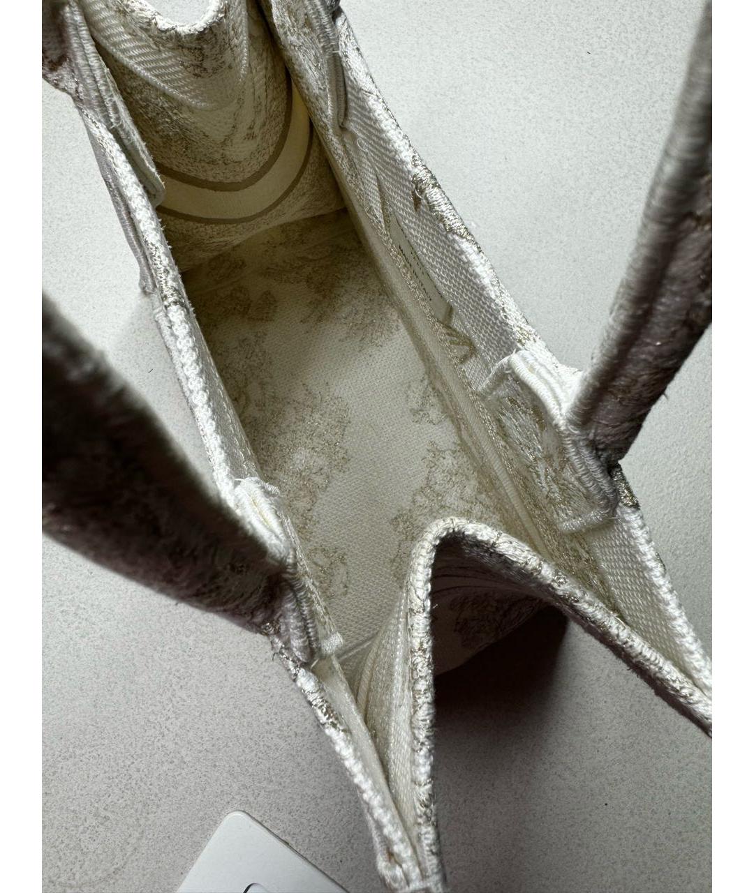 CHRISTIAN DIOR Белая жаккардовая сумка тоут, фото 4