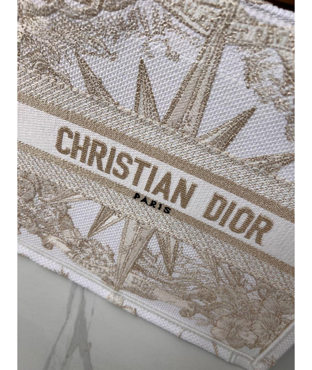 CHRISTIAN DIOR Белая жаккардовая сумка тоут, фото 6