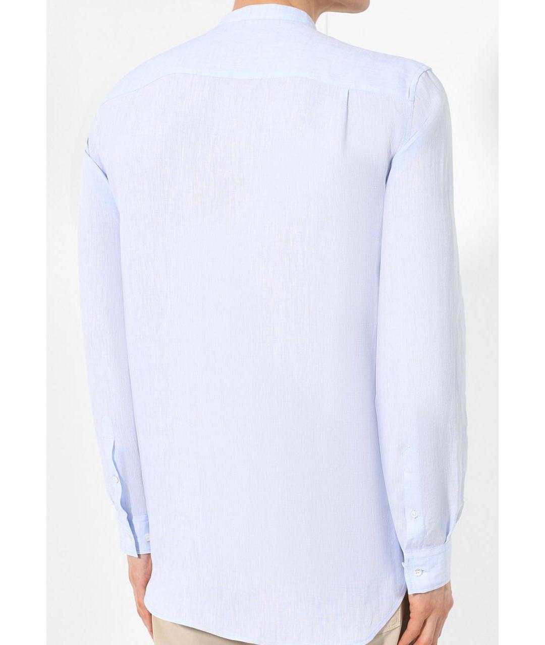 GIORGIO ARMANI Голубая льняная классическая рубашка, фото 4