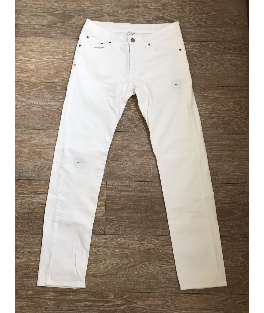 GIANFRANCO FERRE Белые хлопковые джинсы слим, фото 9