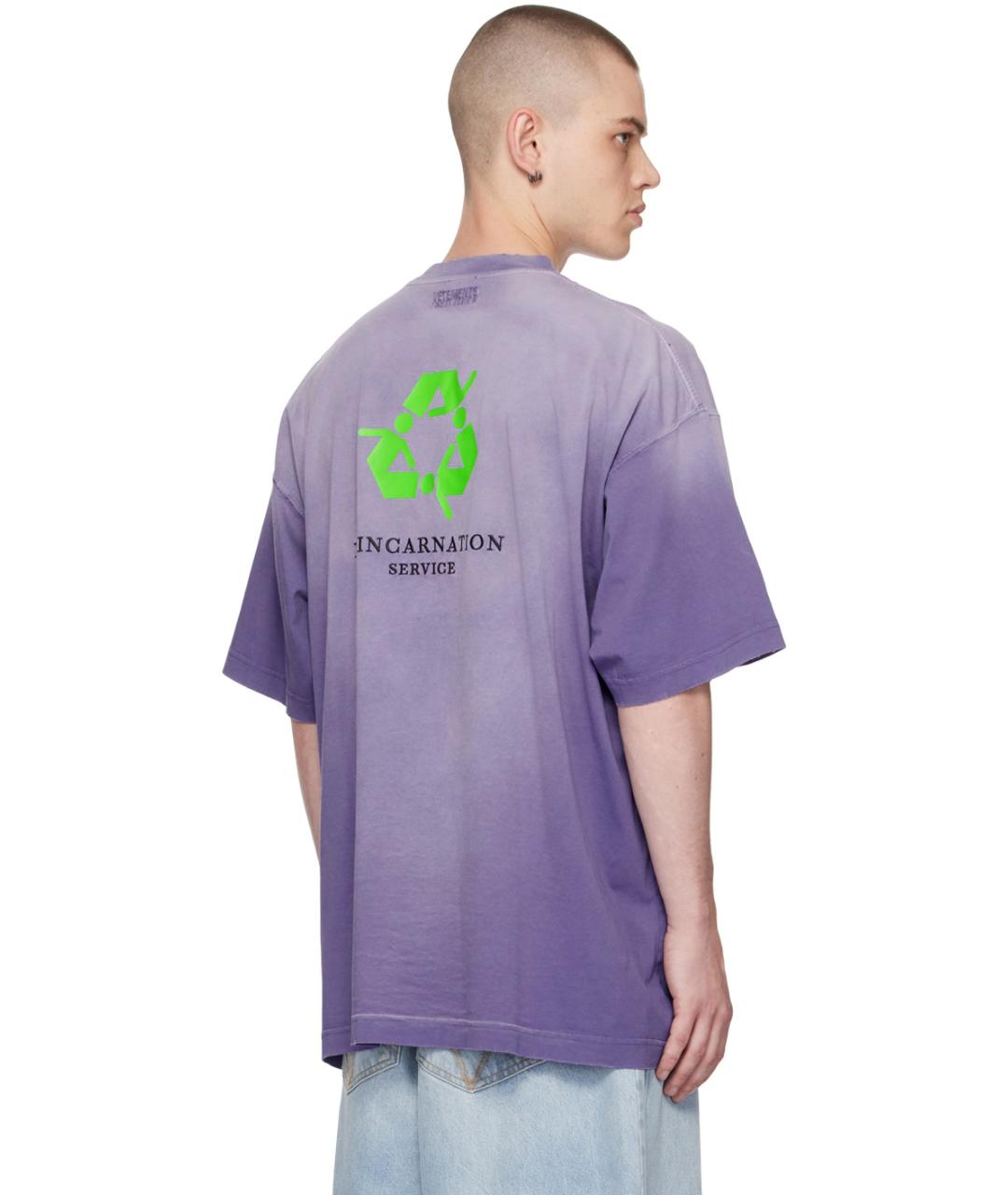 VETEMENTS Фиолетовая хлопковая футболка, фото 7
