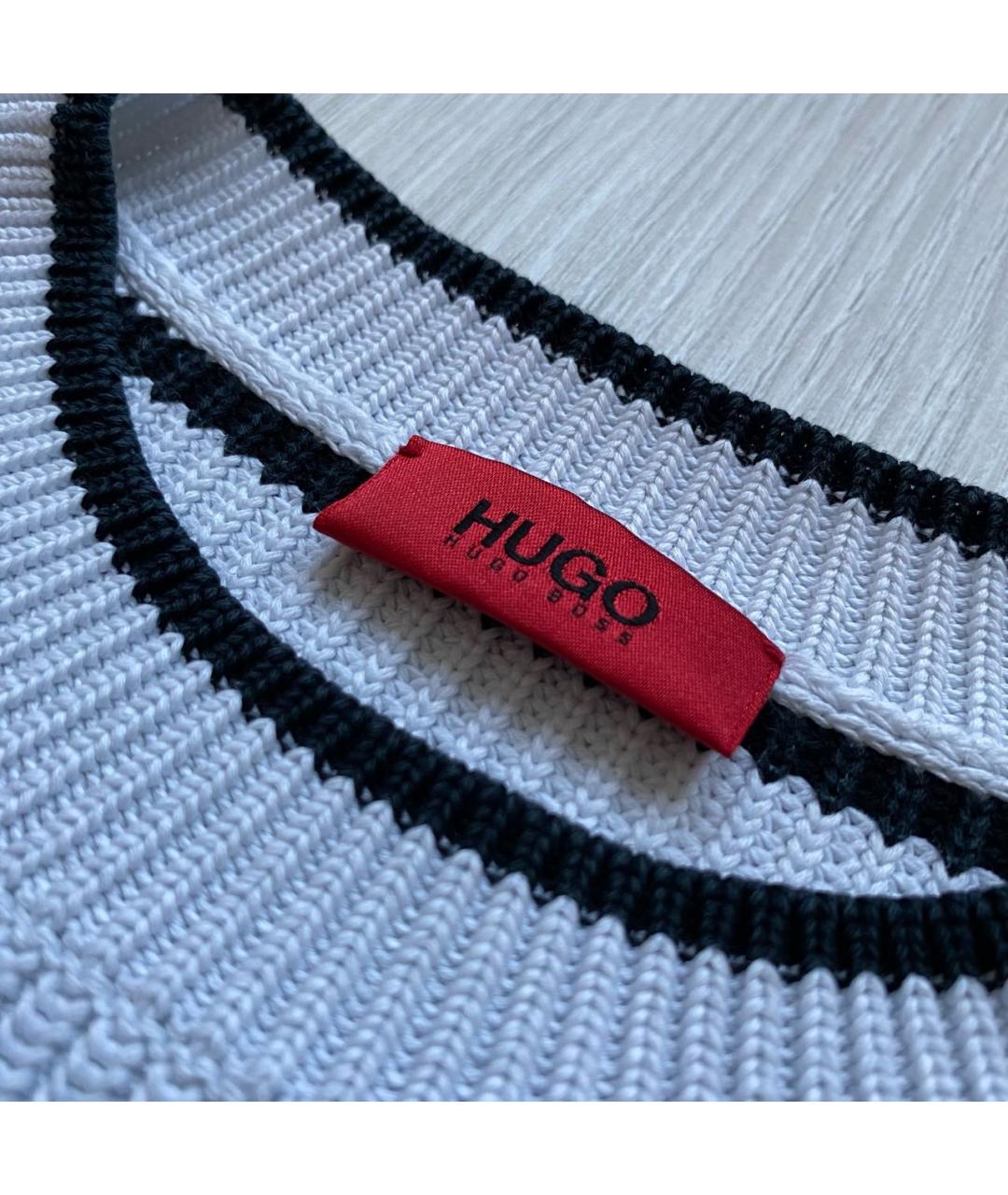 HUGO BOSS Белый хлопковый джемпер / свитер, фото 3