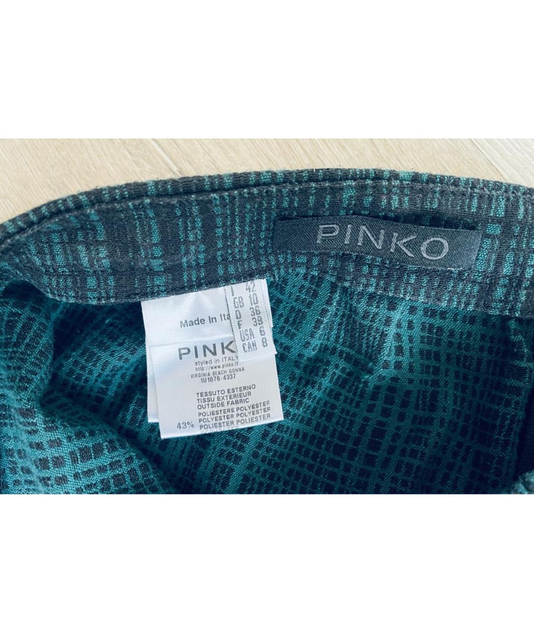 PINKO Зеленая хлопко-эластановая юбка мини, фото 3