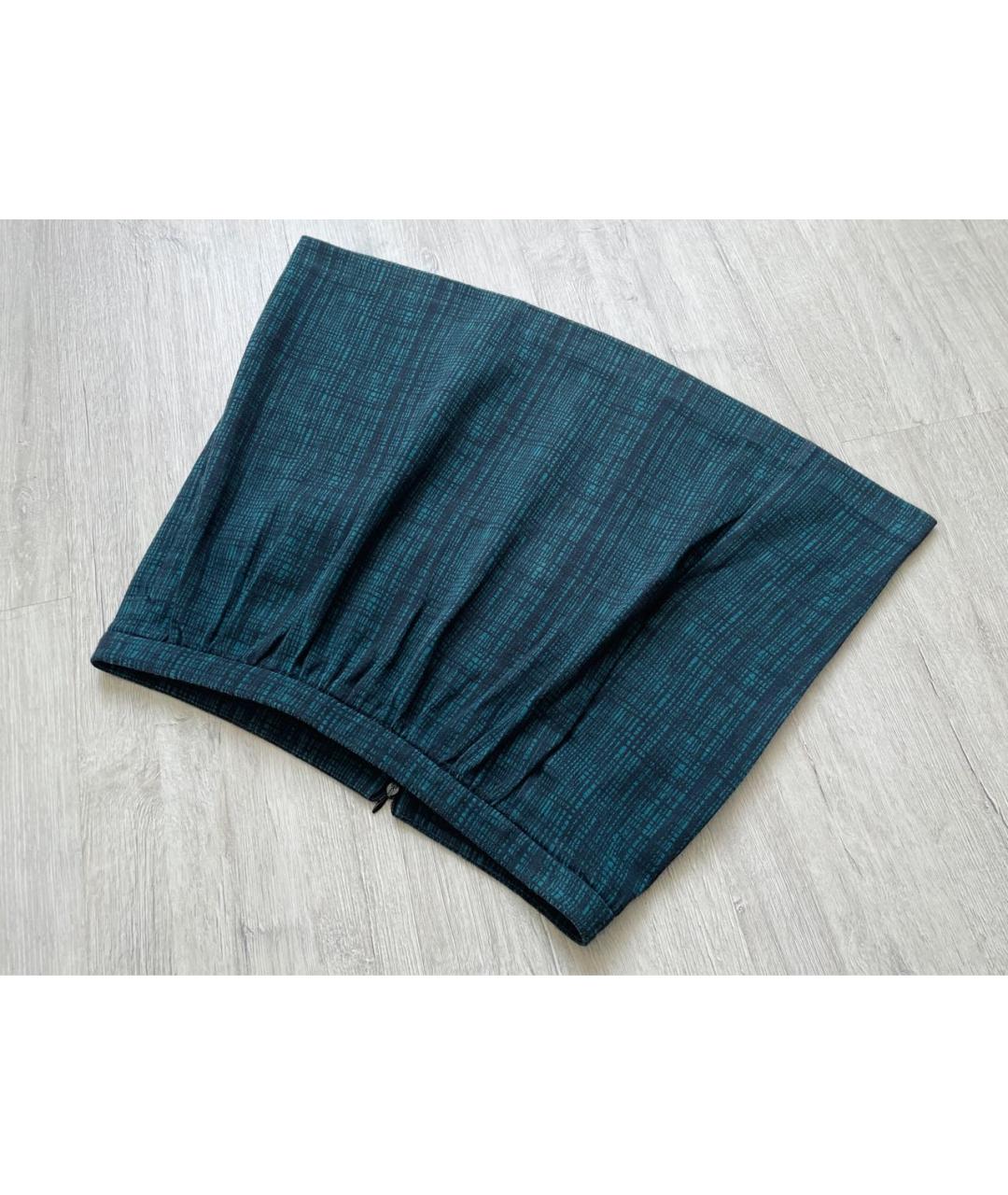 PINKO Зеленая хлопко-эластановая юбка мини, фото 5