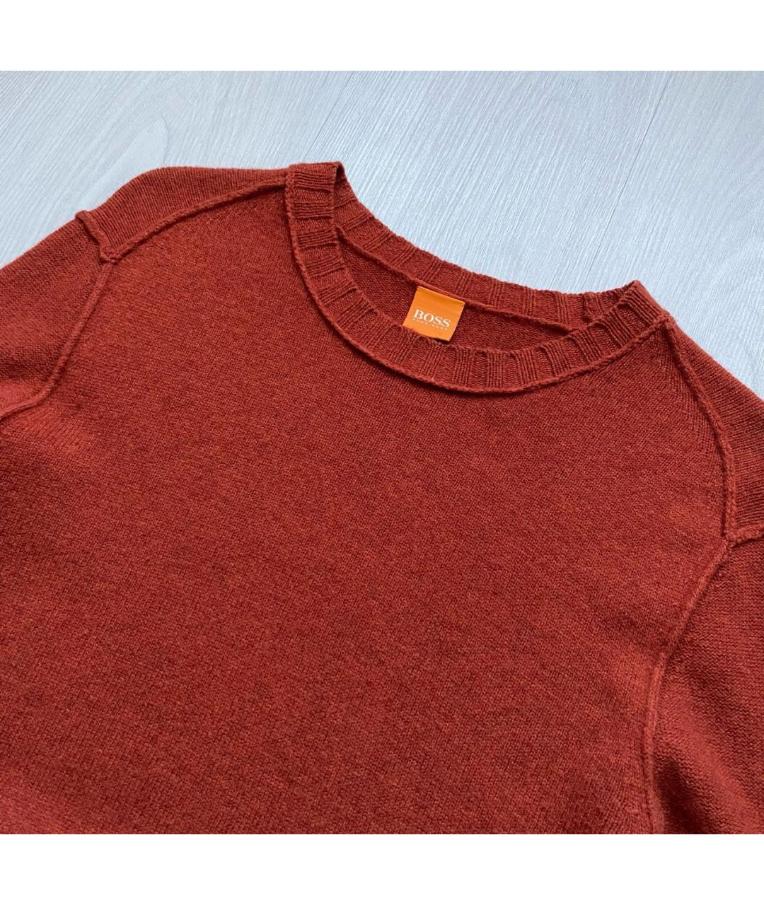 HUGO BOSS Оранжевый шерстяной джемпер / свитер, фото 2