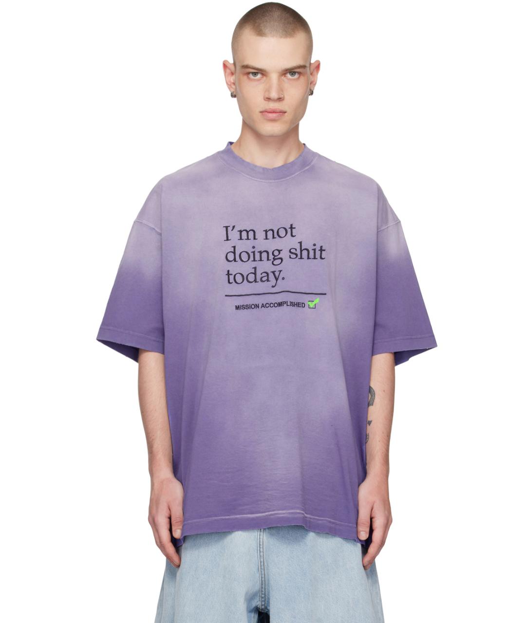 VETEMENTS Фиолетовая хлопковая футболка, фото 8