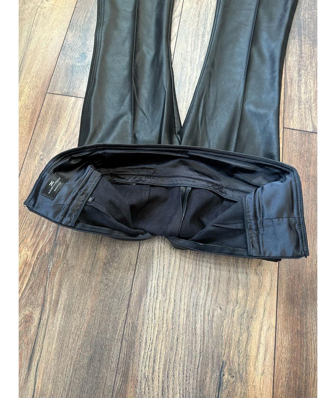 ELISABETTA FRANCHI Черные кожаные брюки узкие, фото 8