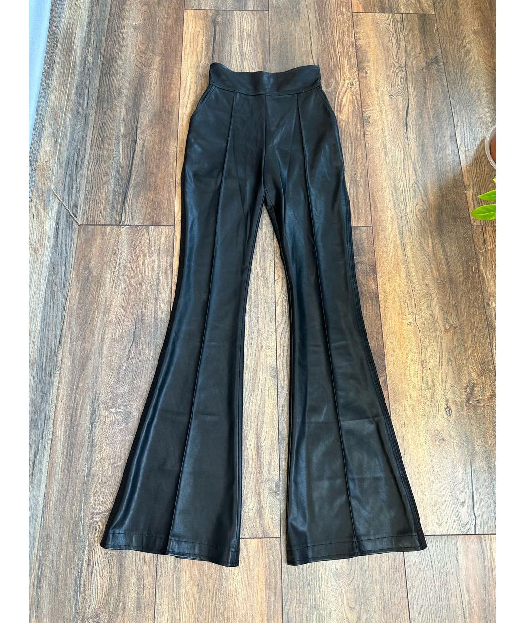 ELISABETTA FRANCHI Черные кожаные брюки узкие, фото 7