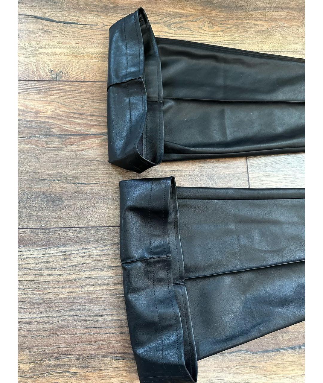 ELISABETTA FRANCHI Черные кожаные брюки узкие, фото 4