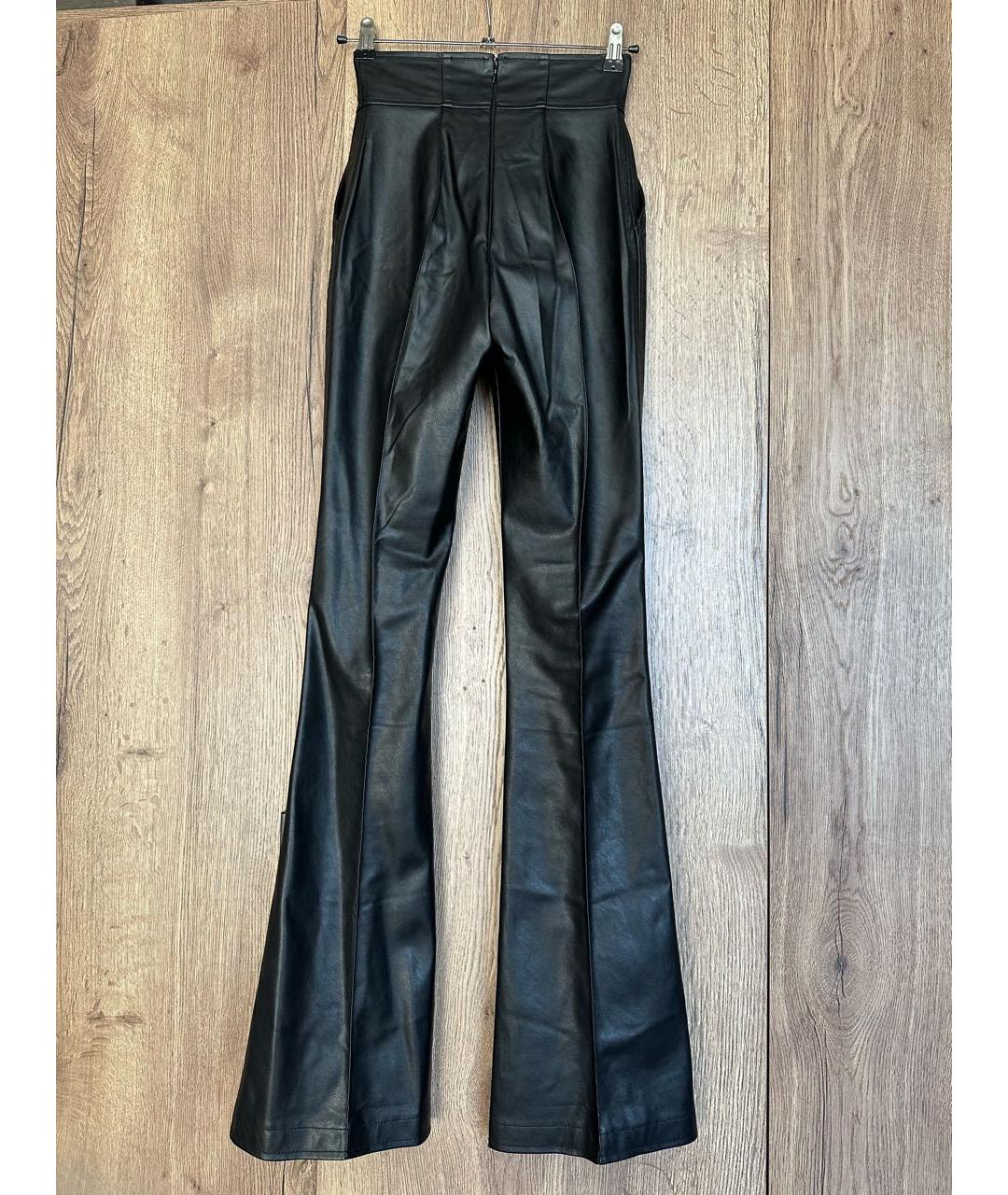 ELISABETTA FRANCHI Черные кожаные брюки узкие, фото 2