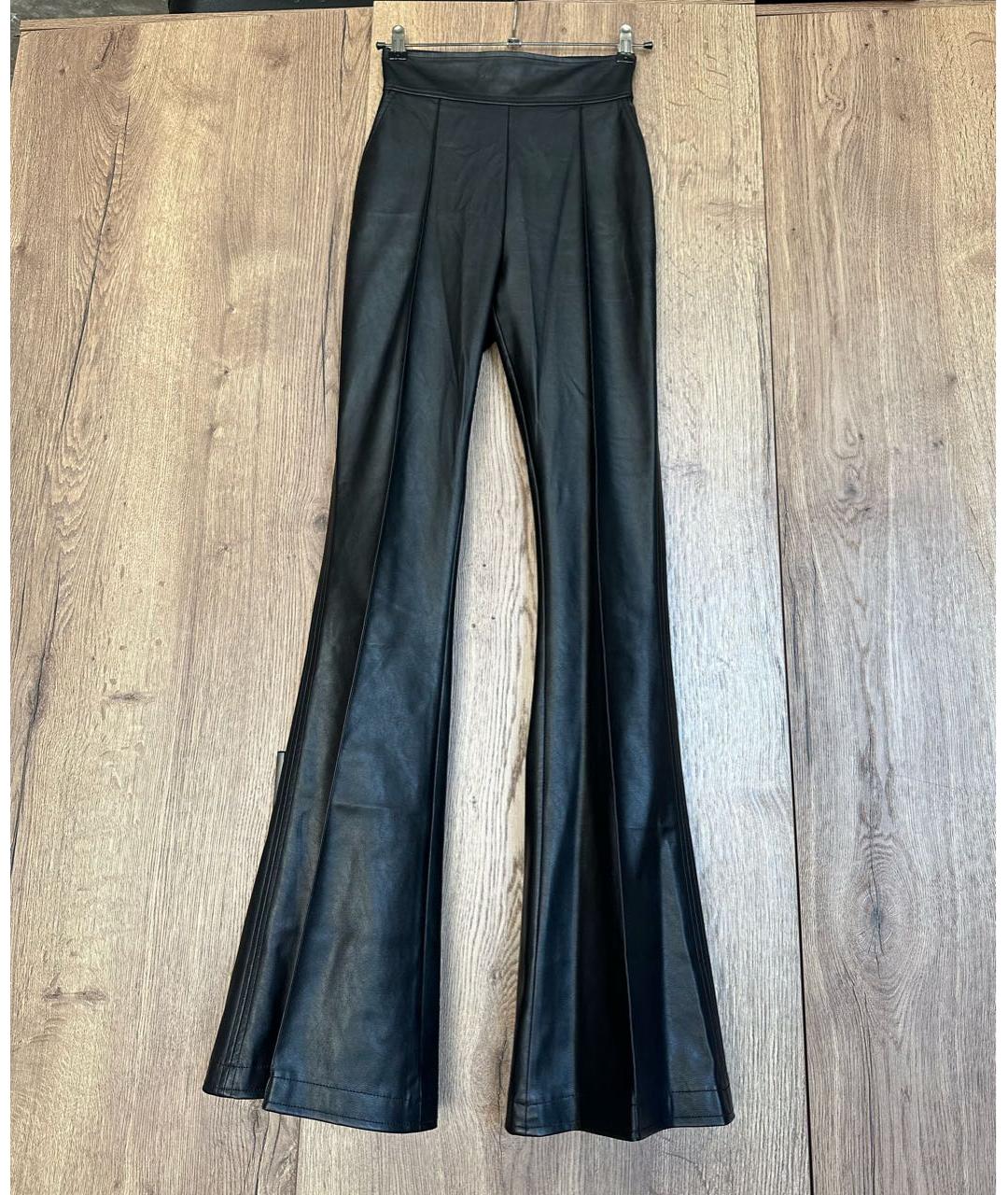 ELISABETTA FRANCHI Черные кожаные брюки узкие, фото 9