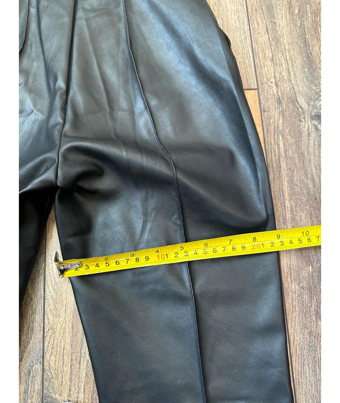 ELISABETTA FRANCHI Черные кожаные брюки узкие, фото 6