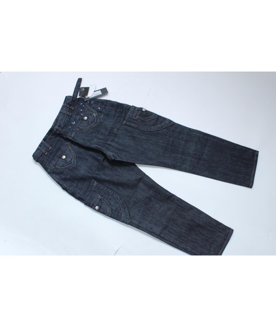 JUST CAVALLI Темно-синие хлопко-эластановые джинсы слим, фото 6