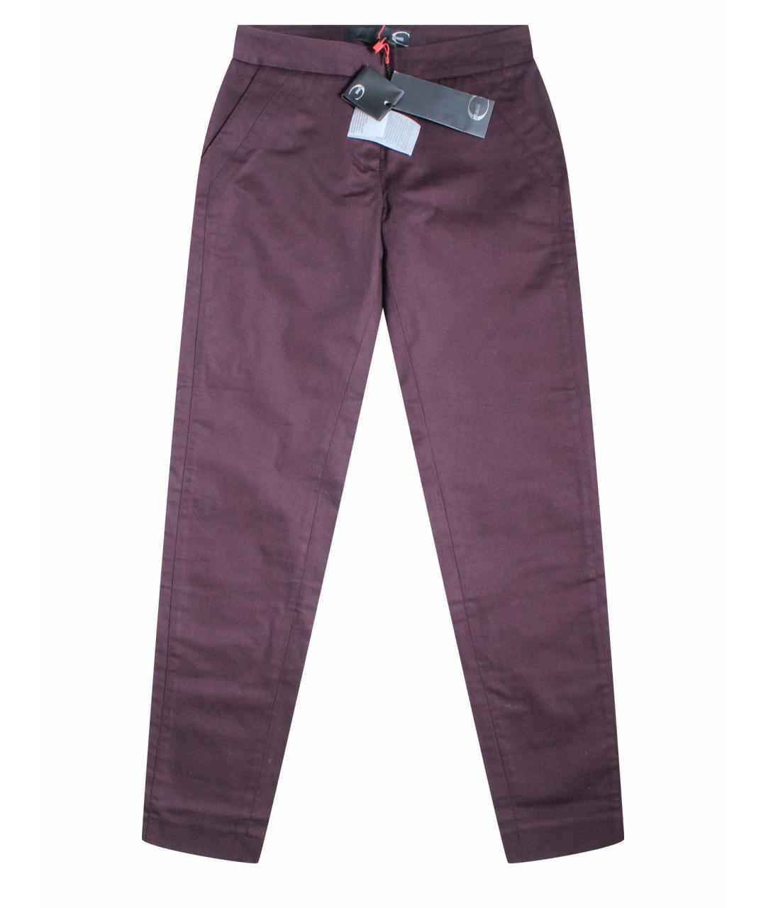 JUST CAVALLI Бордовые хлопко-эластановые брюки узкие, фото 1