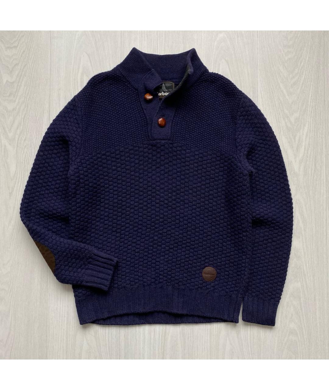 BARBOUR Темно-синий шерстяной джемпер / свитер, фото 9