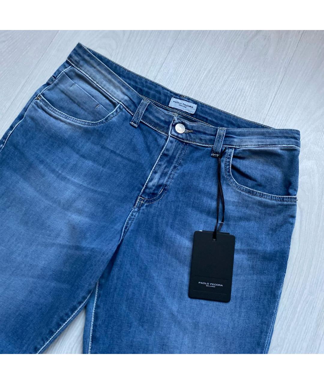 PAOLO PECORA Голубые хлопко-эластановые джинсы скинни, фото 2
