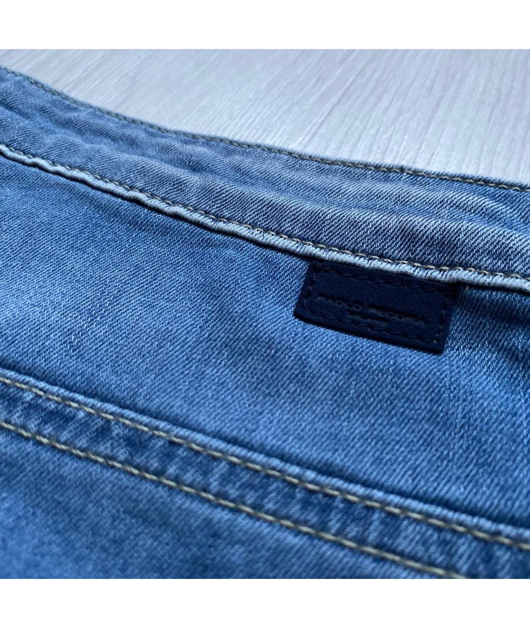 PAOLO PECORA Голубые хлопко-эластановые джинсы скинни, фото 8
